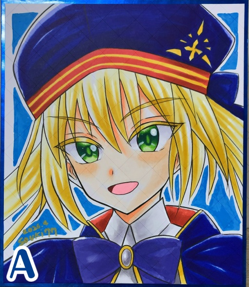 【各1点限定】色紙 コピック手彩色 中サイズ(B5の3分の2サイズ)アルトリア・キャスター( FGO)/ 全4種