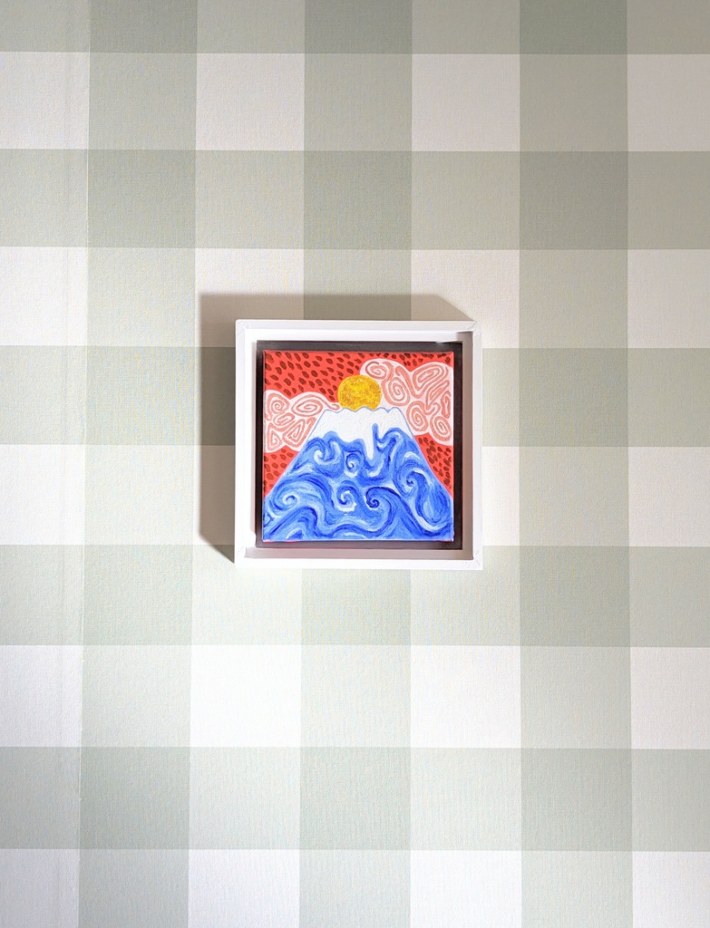 ☆額付き☆油絵 【雨のふじさん】