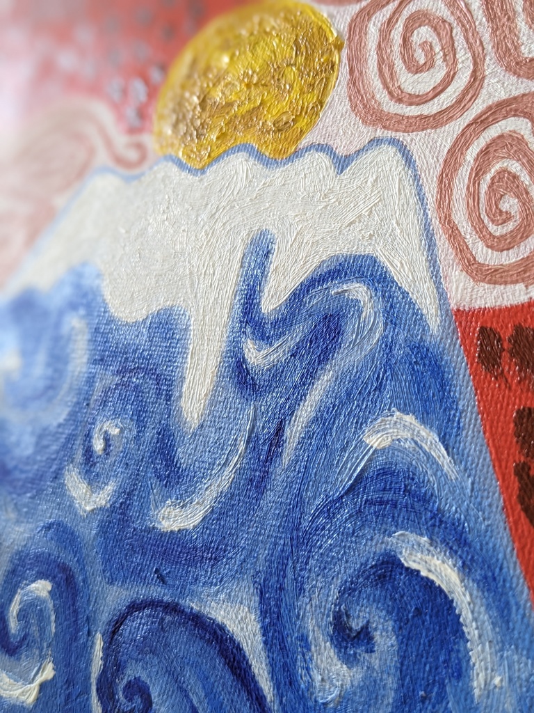 ☆額付き☆油絵 【雨のふじさん】