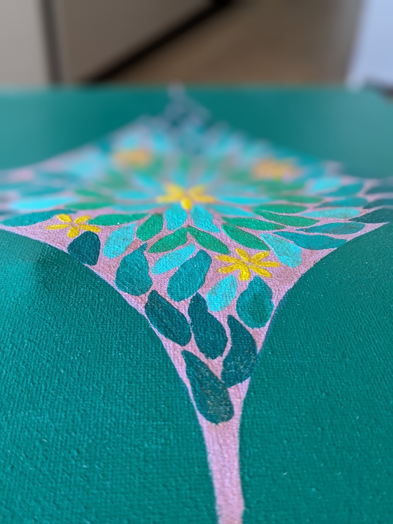 アクリル画【グリーンの境界線】