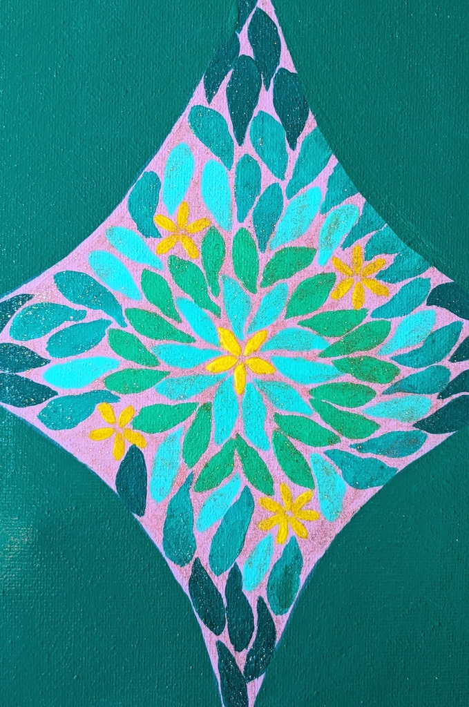 アクリル画【グリーンの境界線】