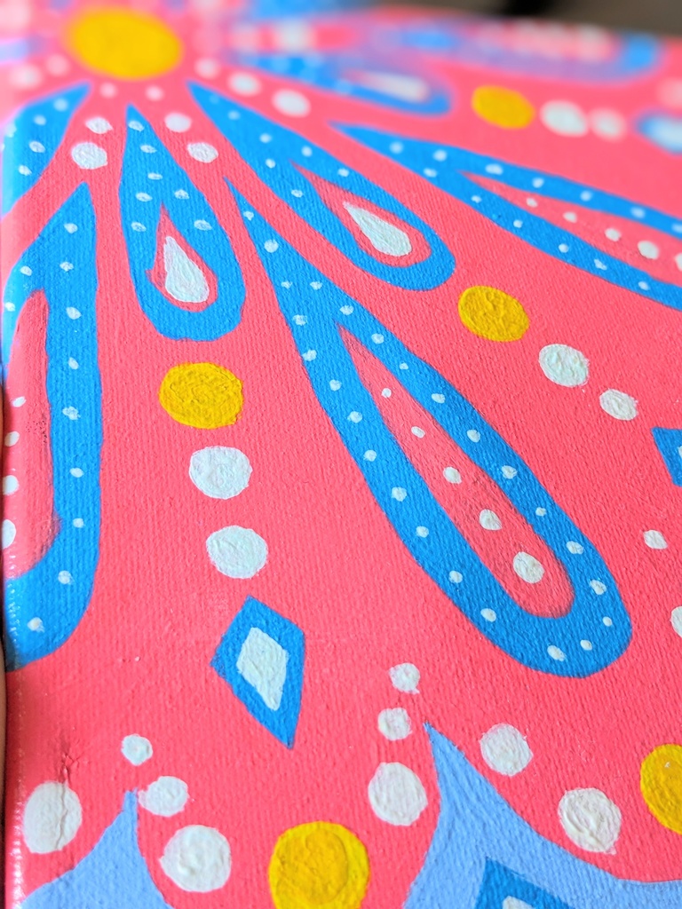 アクリル画【ピンクと青のマンダラ】