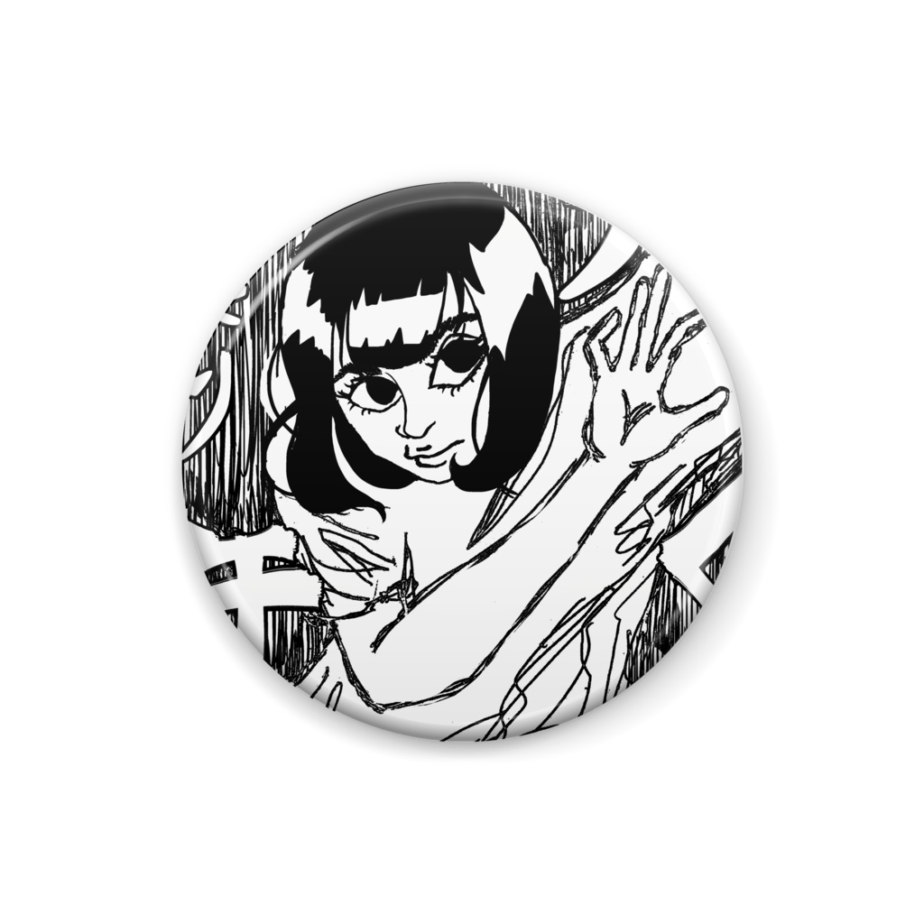 【滴り】缶バッジモノクロ