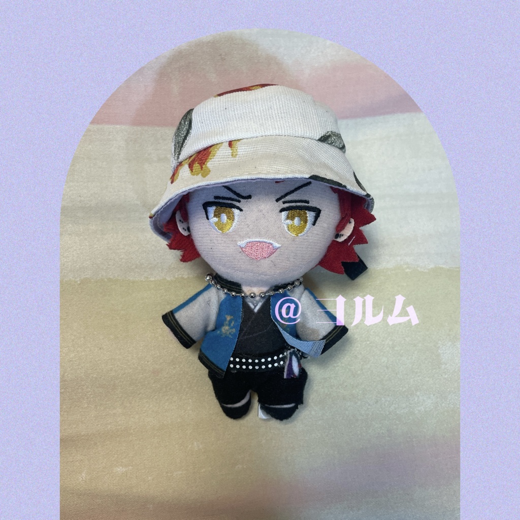 チューリップ柄バケットハット 10cmぬい用 ※蝶々のキーホルダー付