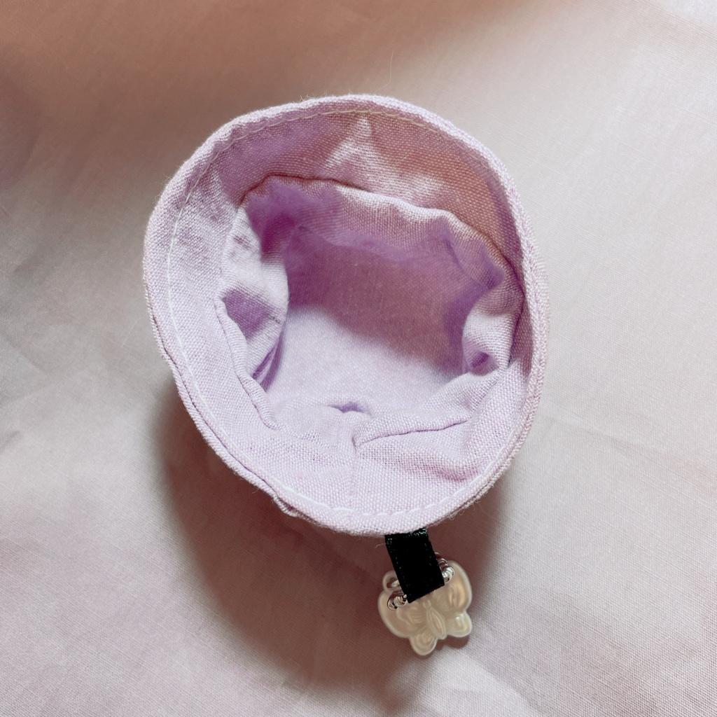 紫色バケットハット 蝶のキーホルダー付 10cmぬい用