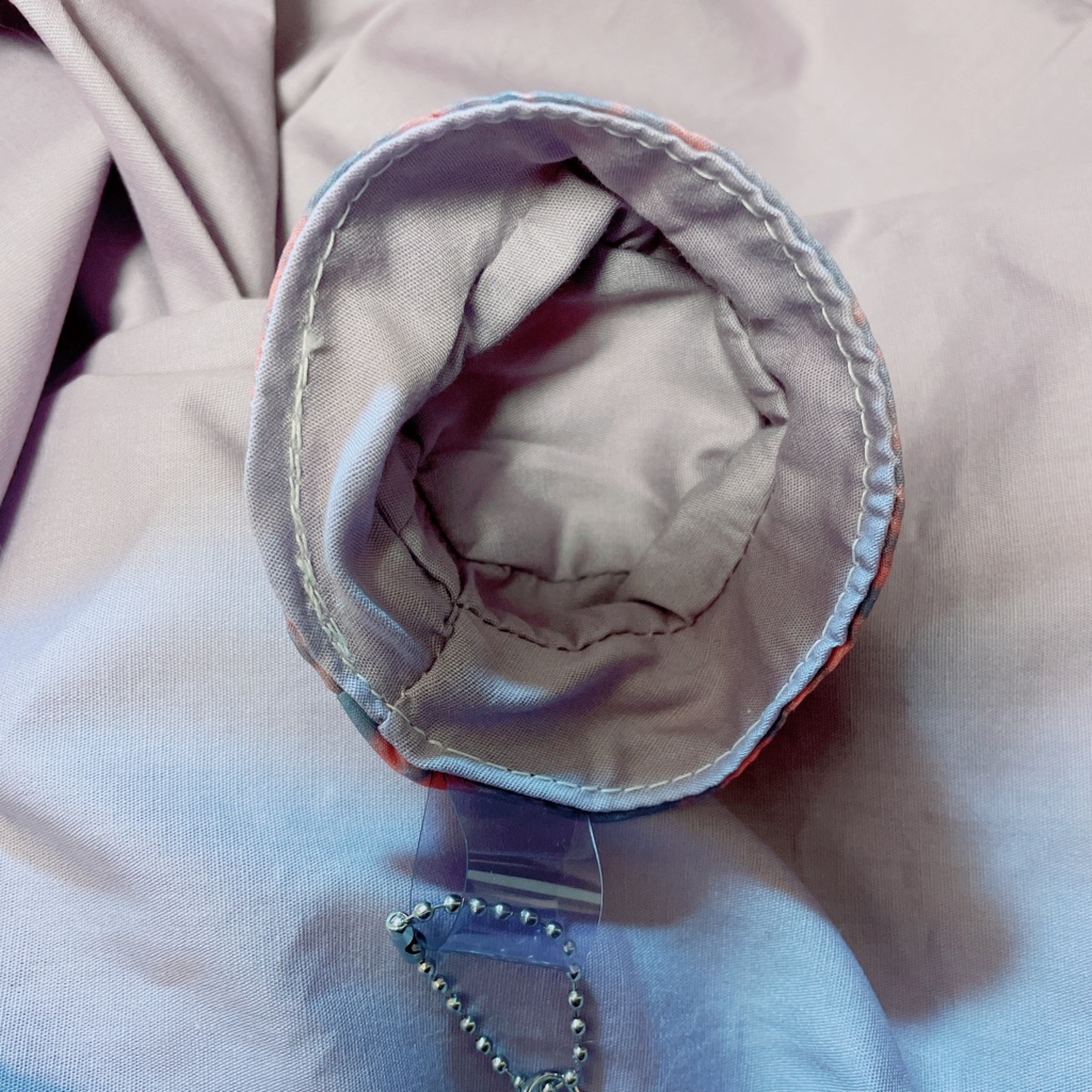 夕焼け色バケットハット 蝶のキーホルダー付 10cmぬい用