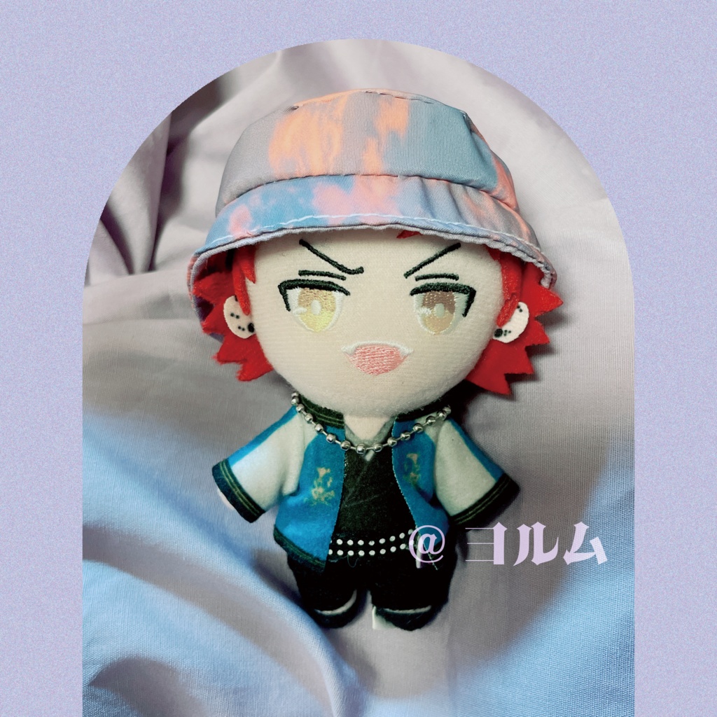 夕焼け色バケットハット 蝶のキーホルダー付 10cmぬい用