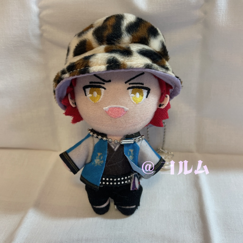 ※裏地に難あり※ 豹柄バケットハット 10cmぬい用 蝶のキーホルダー付