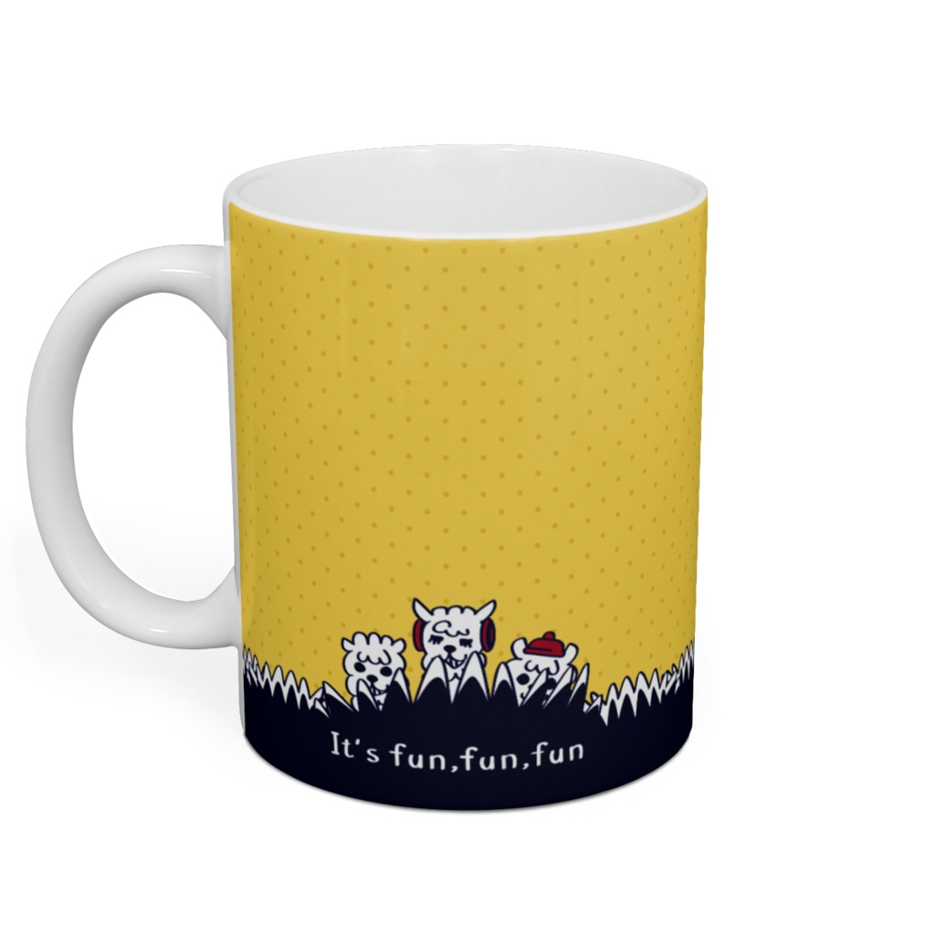 あるぱかイズムの黄色いマグカップ