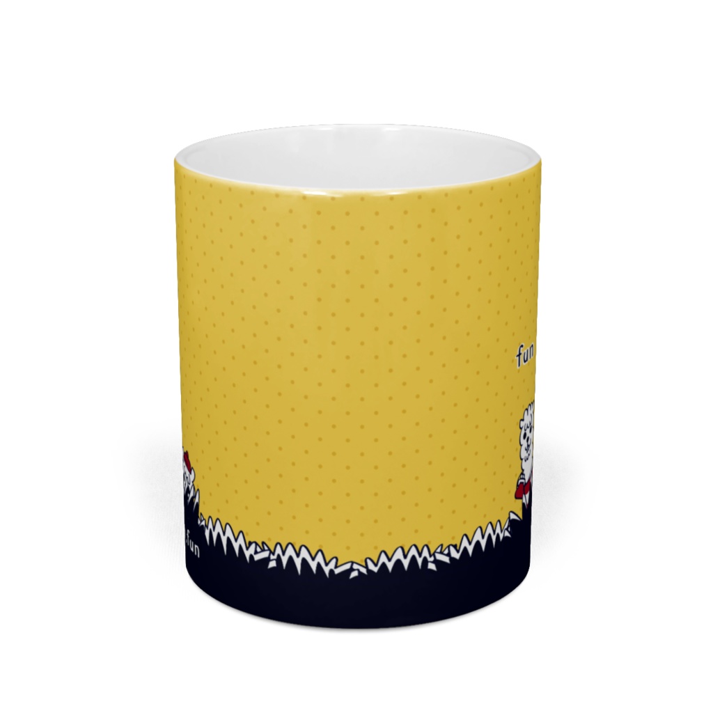 あるぱかイズムの黄色いマグカップ