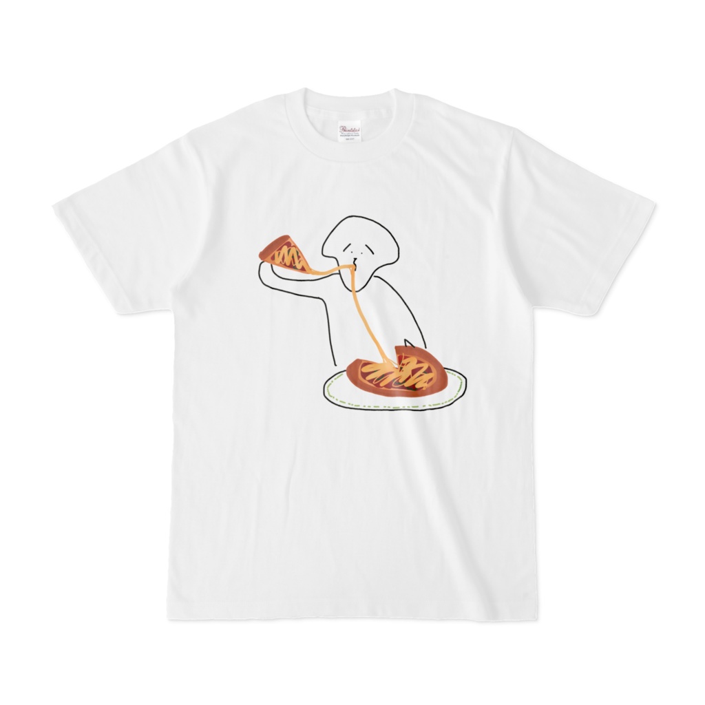 ピザを食べる犬?のTシャツ