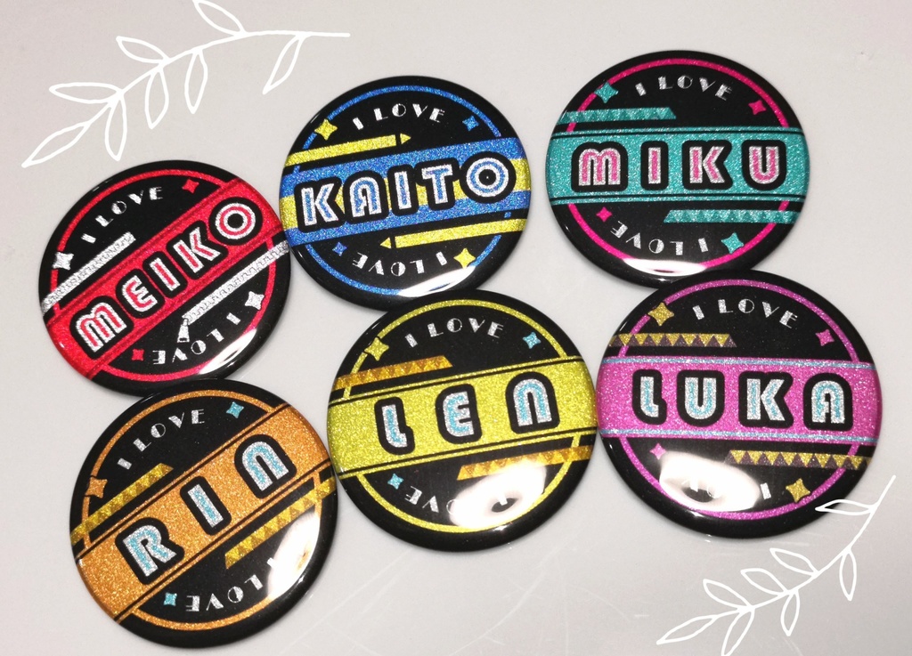 グリッター 名前缶バッジ