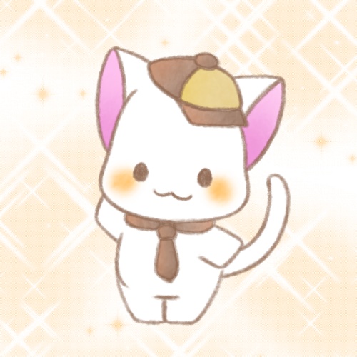 ネクタイと白猫さん（背景あり）。