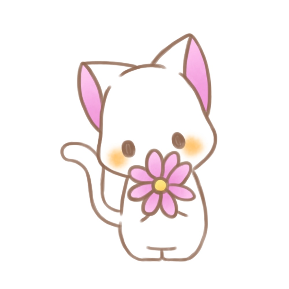 ピンクの花持つ白猫さん Nagomino Booth
