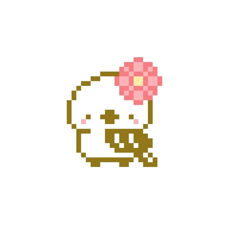 花とシマエナガさん（赤、橙色）。