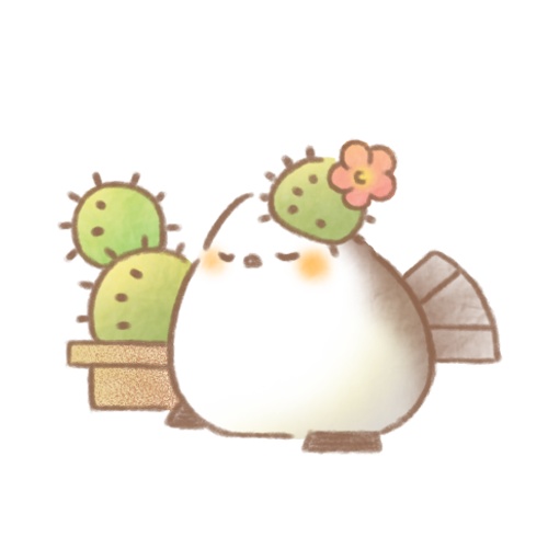 サボテンとシマエナガさん。