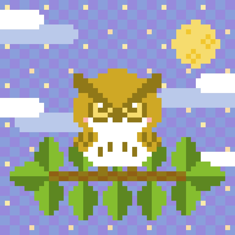 ミミズクさん、夜空。