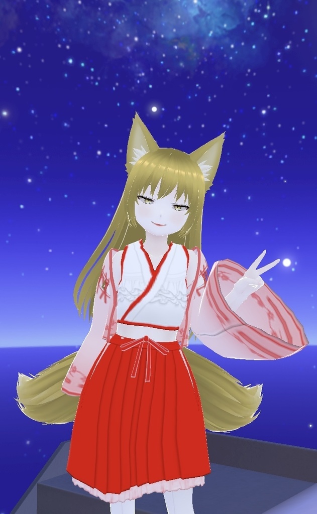 VRMアバター　妖狐の巫女さん　Ulphia　一部VRM1.0