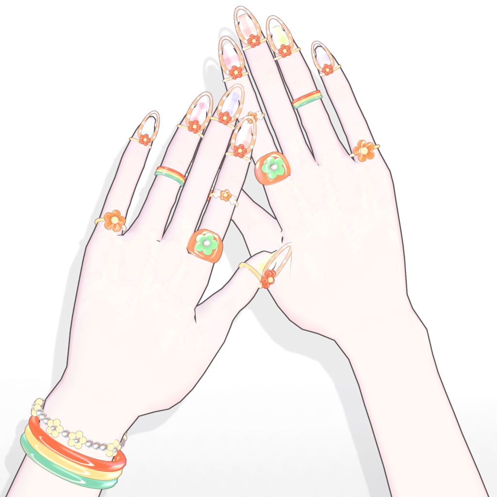 【brochiManac・Pochi】レインボーフラワーハンドアクセ🌈🌼