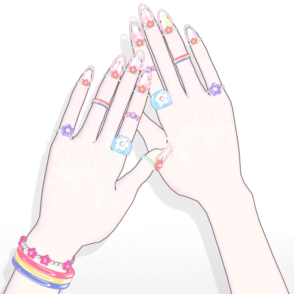 【brochiManac・Pochi】レインボーフラワーハンドアクセ🌈🌼