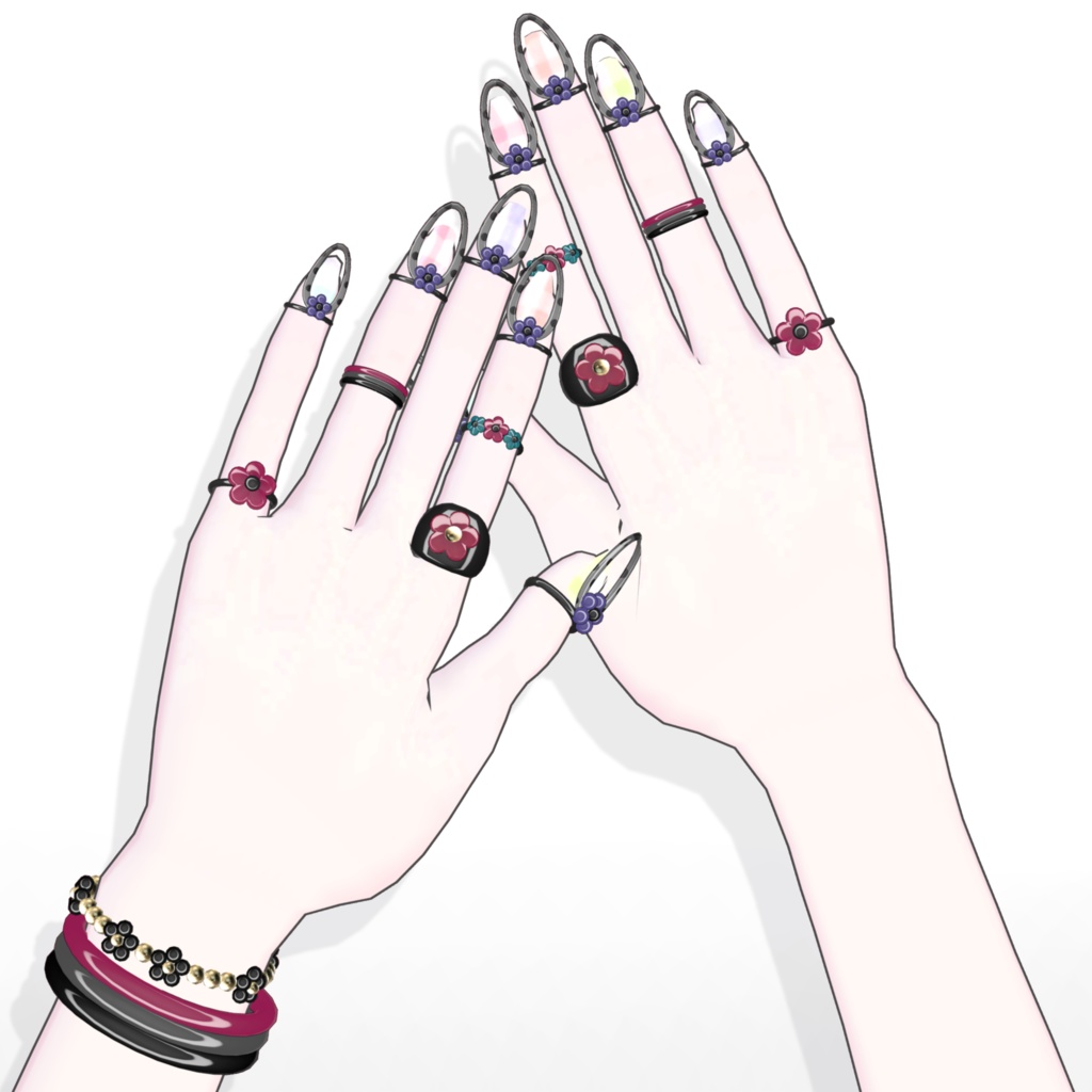 【brochiManac・Pochi】レインボーフラワーハンドアクセ🌈🌼