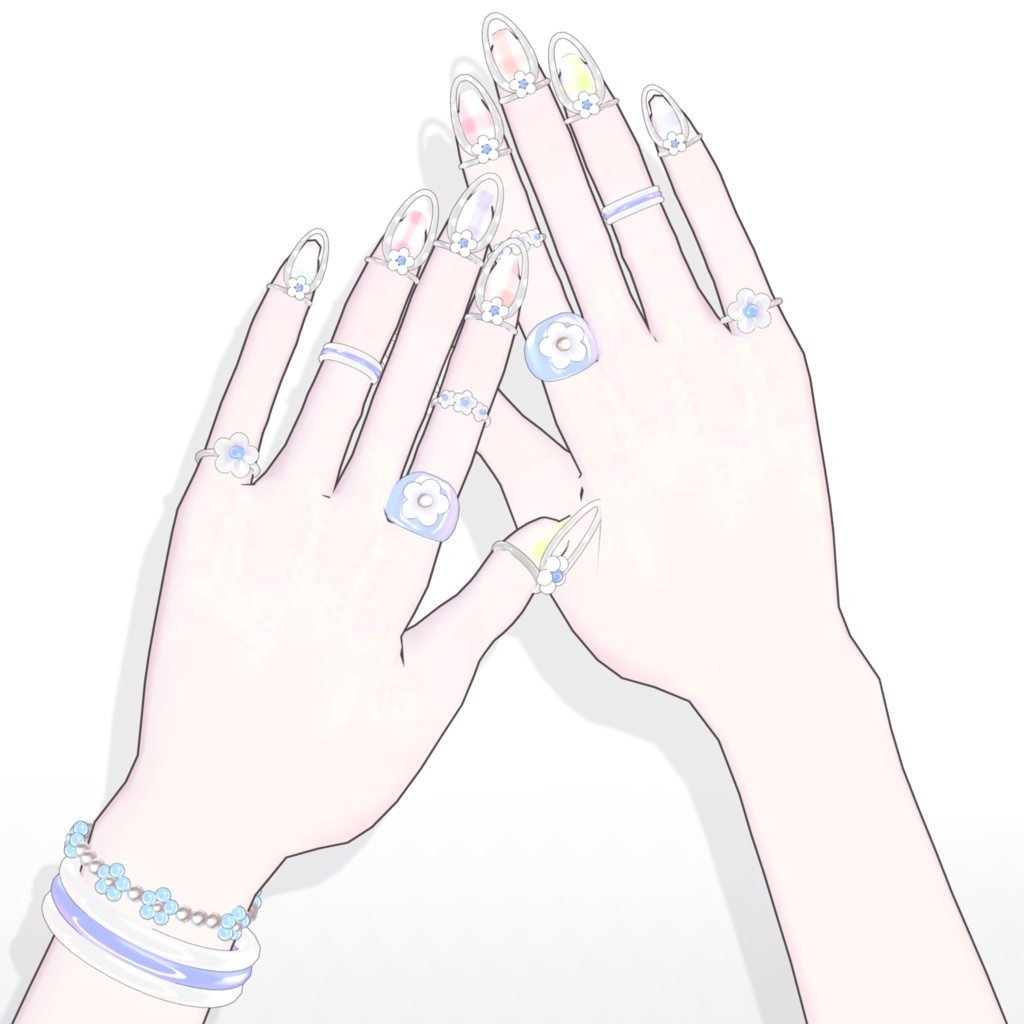 【brochiManac・Pochi】レインボーフラワーハンドアクセ🌈🌼