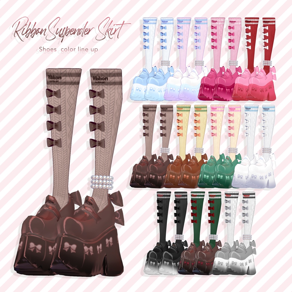 【brochiManac・Pochi】リボンいっぱい吊りスカート🎀RibbonSuspenderSkirt
