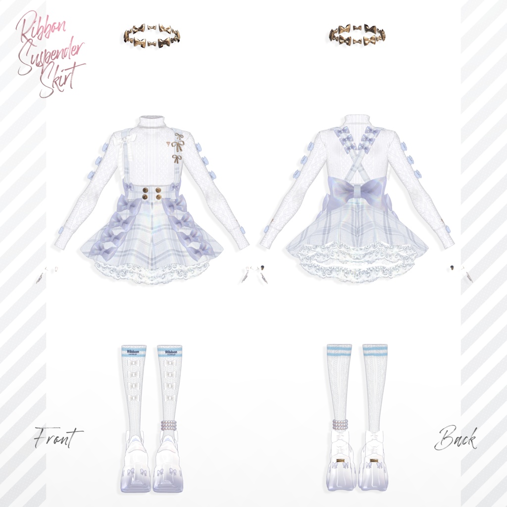 【brochiManac・Pochi】リボンいっぱい吊りスカート🎀RibbonSuspenderSkirt