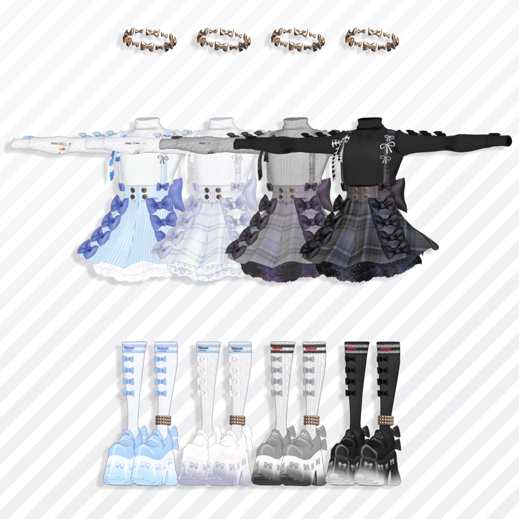 【brochiManac・Pochi】リボンいっぱい吊りスカート🎀RibbonSuspenderSkirt