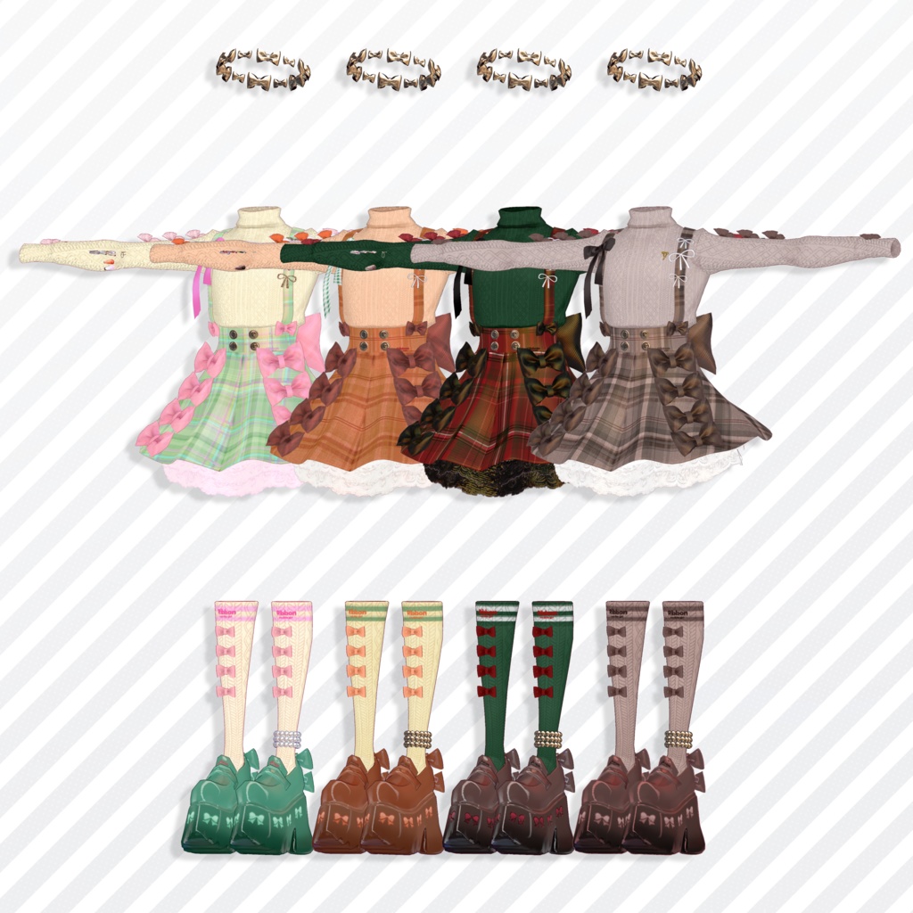 【brochiManac・Pochi】リボンいっぱい吊りスカート🎀RibbonSuspenderSkirt