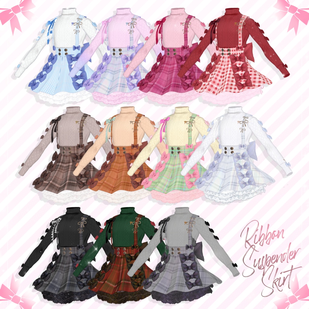 【brochiManac・Pochi】リボンいっぱい吊りスカート🎀RibbonSuspenderSkirt