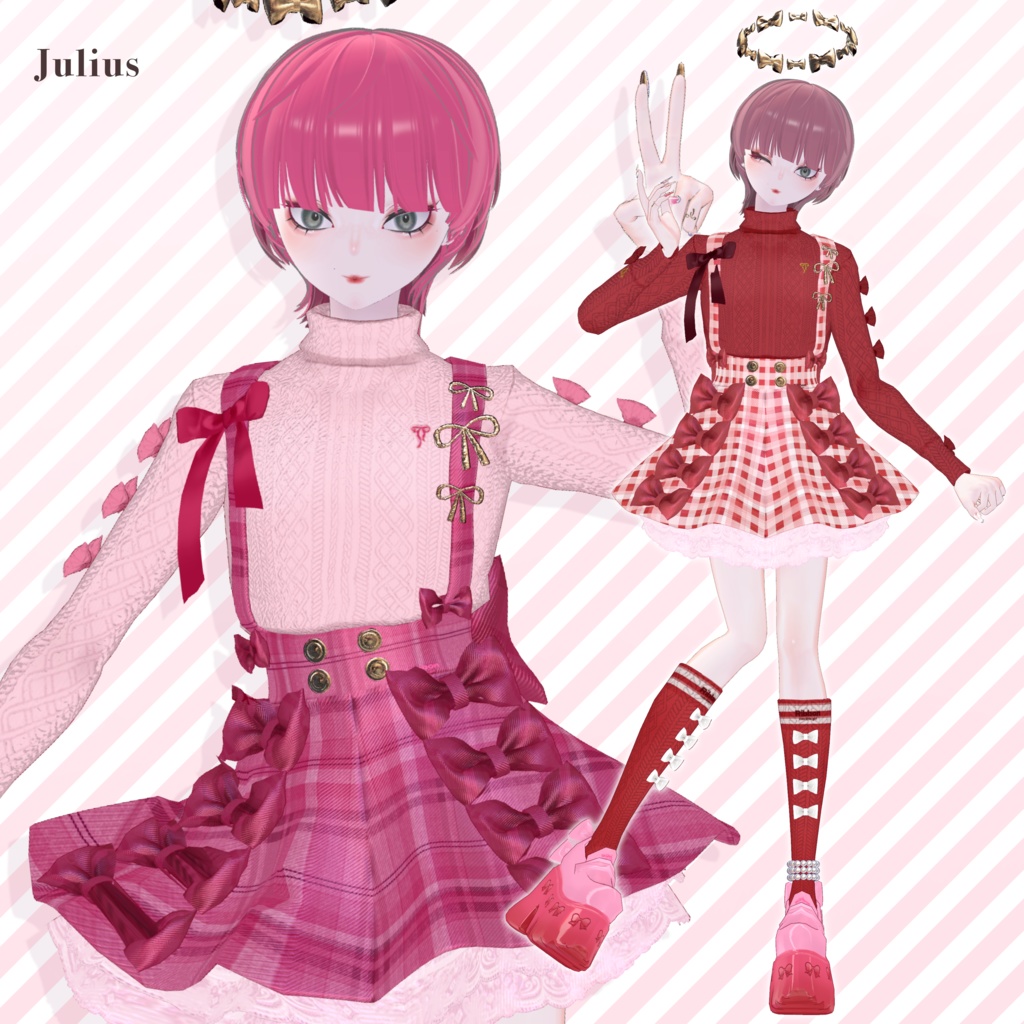 【brochiManac・Pochi】リボンいっぱい吊りスカート🎀RibbonSuspenderSkirt