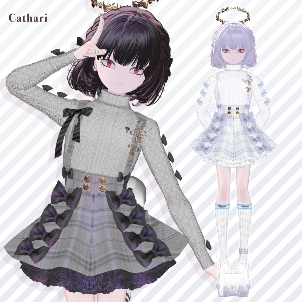 【brochiManac・Pochi】リボンいっぱい吊りスカート🎀RibbonSuspenderSkirt