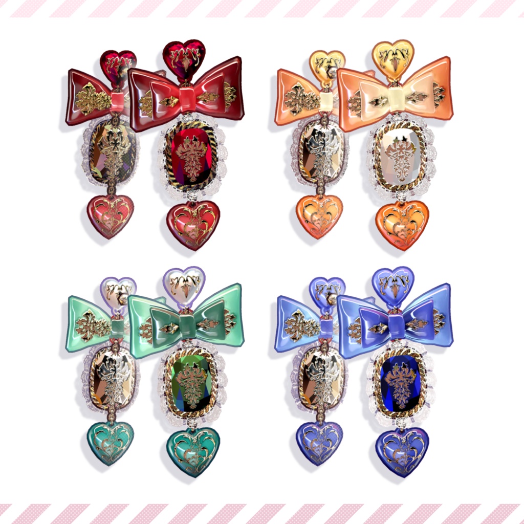 BIGリボンハートピアス🎀