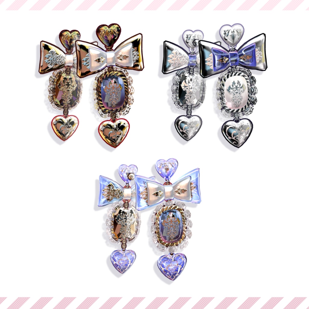 BIGリボンハートピアス🎀