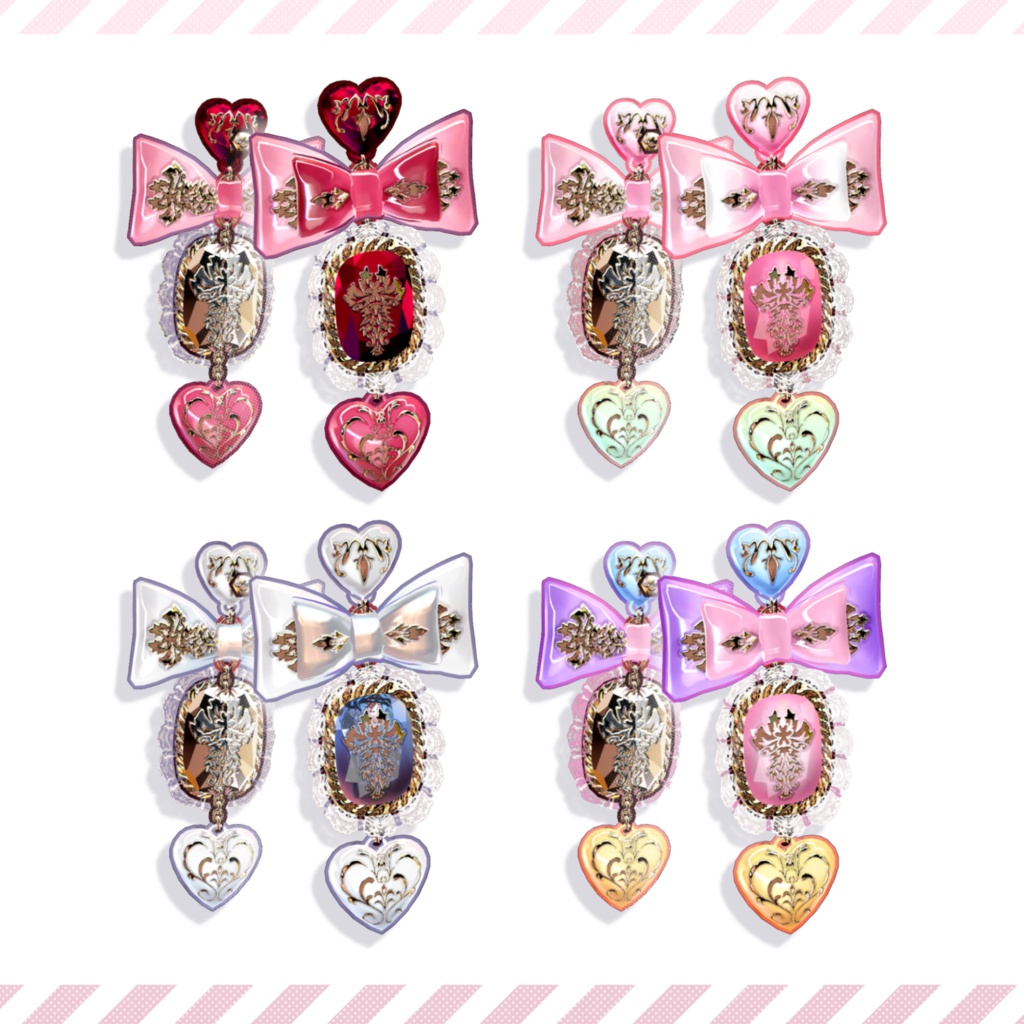 BIGリボンハートピアス🎀