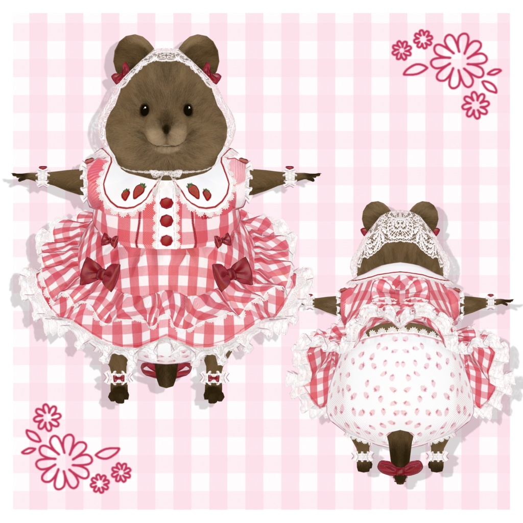 いちごのガーリーワンピース🍓【クアッカワラビーちゃん】