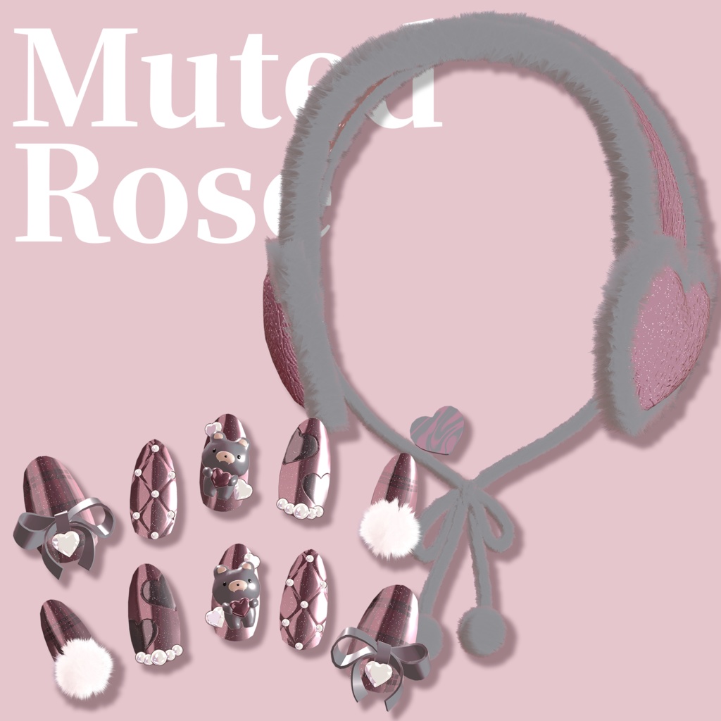 【🍫ネイル・イヤーマフ・チョコ】Wrapped Detail【VRChat想定】