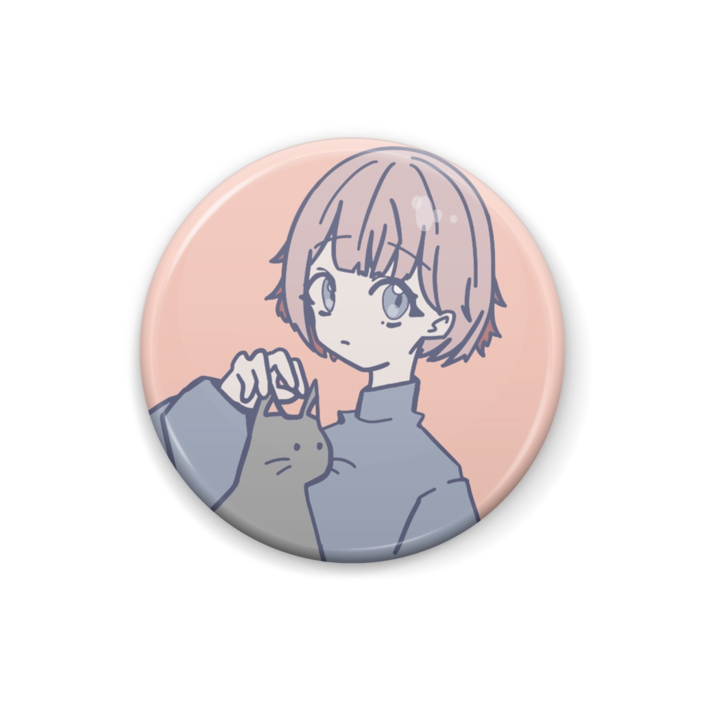 猫と女の子の缶バッジ