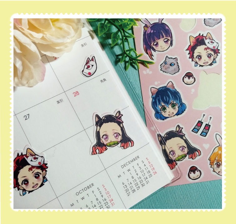 【鬼滅の刃】同人シール かまぼこ隊(ねずこ 炭治郎 カナヲ 伊之助 善逸)