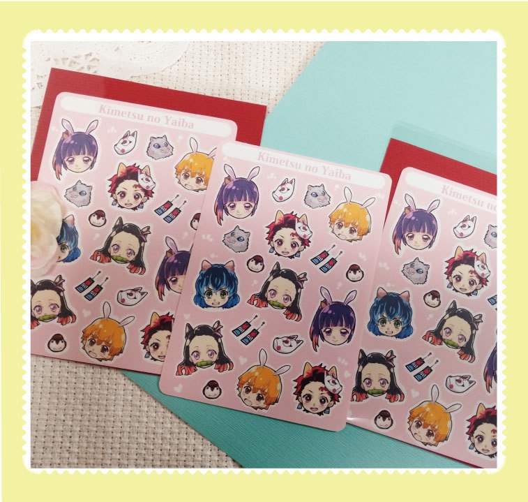 【鬼滅の刃】同人シール かまぼこ隊(ねずこ 炭治郎 カナヲ 伊之助 善逸)
