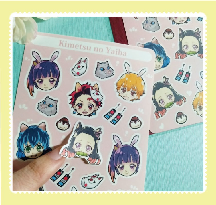 【鬼滅の刃】同人シール かまぼこ隊(ねずこ 炭治郎 カナヲ 伊之助 善逸)