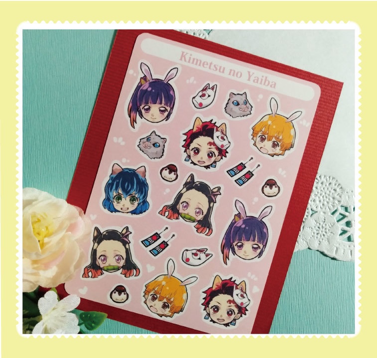 【鬼滅の刃】同人シール かまぼこ隊(ねずこ 炭治郎 カナヲ 伊之助 善逸)
