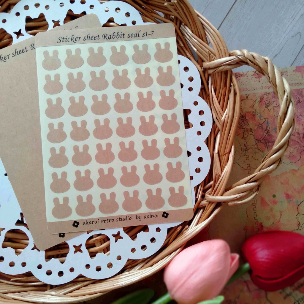 猫、くま、うさぎ、桜 クラフト紙シール レター 手帳デコに