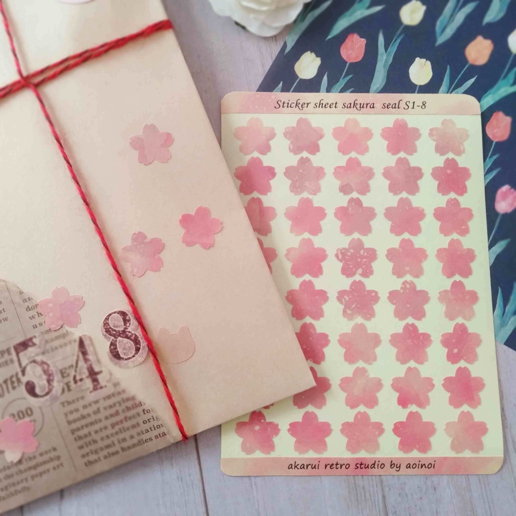 猫、くま、うさぎ、桜 クラフト紙シール レター 手帳デコに