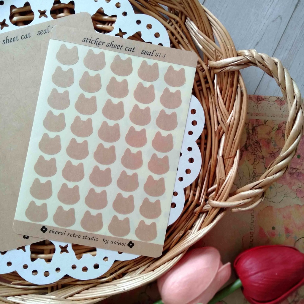 猫、くま、うさぎ、桜 クラフト紙シール レター 手帳デコに