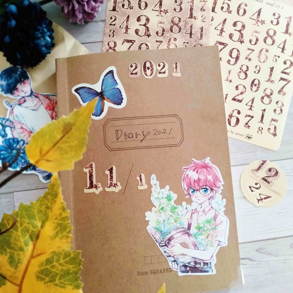 猫、くま、うさぎ、桜 クラフト紙シール レター 手帳デコに