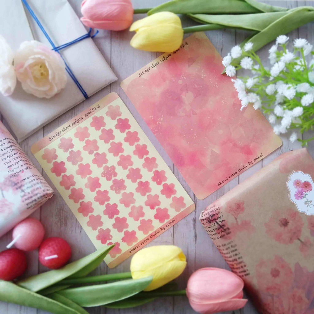 猫、くま、うさぎ、桜 クラフト紙シール レター 手帳デコに