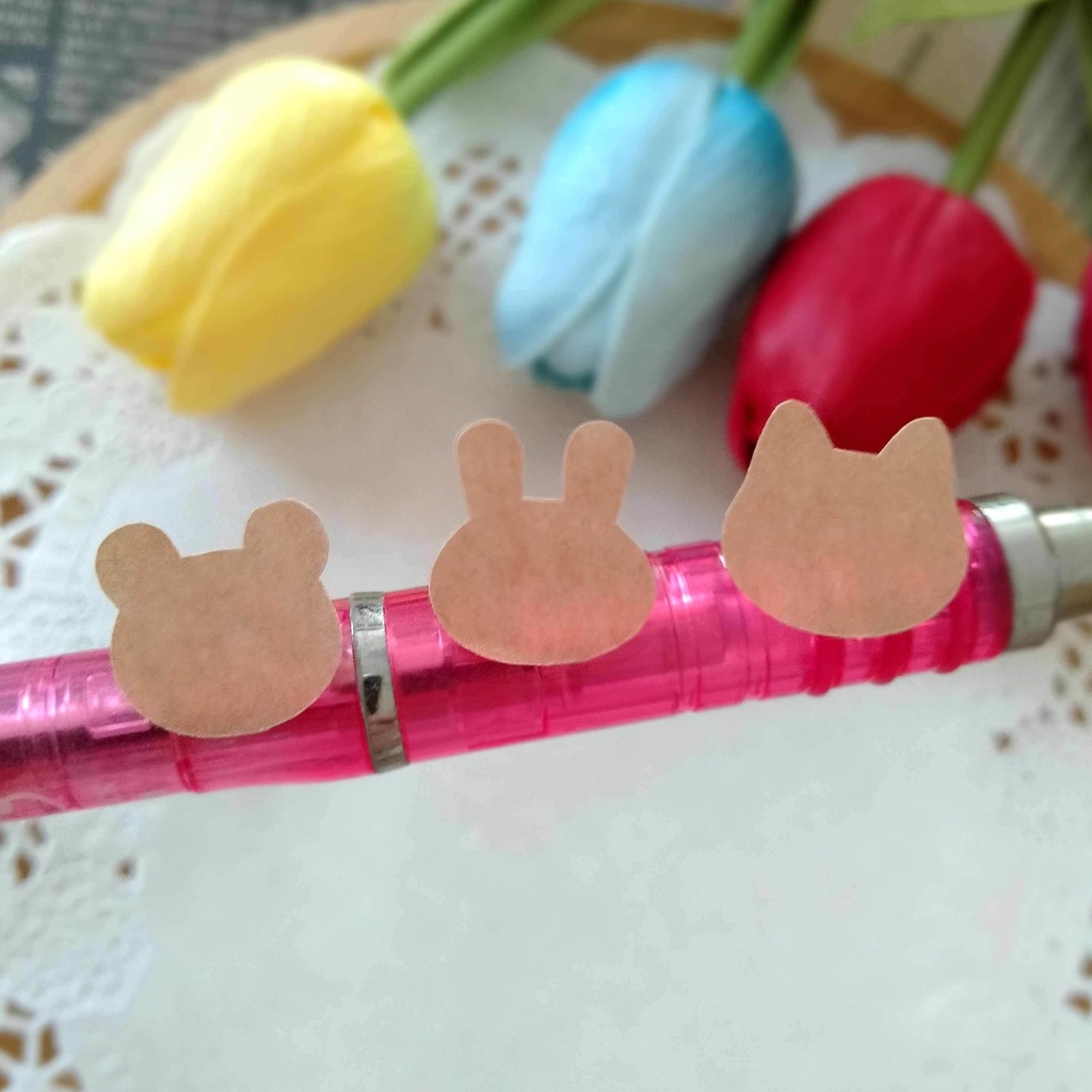 猫、くま、うさぎ、桜 クラフト紙シール レター 手帳デコに