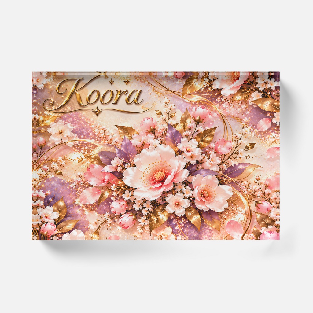 Koora 開運Blossom アクリルブロック(横型・クリア/ホワイト 2種類)Koora Lucky Blossom Acrylic Block (Horizontal – Clear & White, 2 Types)